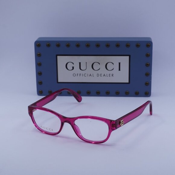Gucci GG0717O 004 Rectangle Eyeglasses 47mm – Transparent Pink - Picture 4 of 9